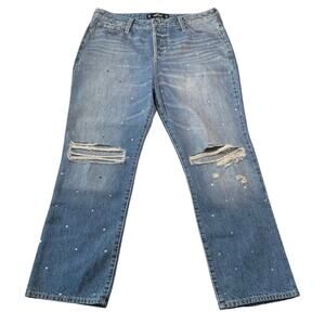 Hollister High Rise Vintage Straight Size 13 Button Fly Distressed Denim Jeans